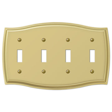 Sonoma Polished Brass Steel - 4 Toggle Wallplate - Wallplate Warehouse 159T4BR 070686573310 4 Toggle