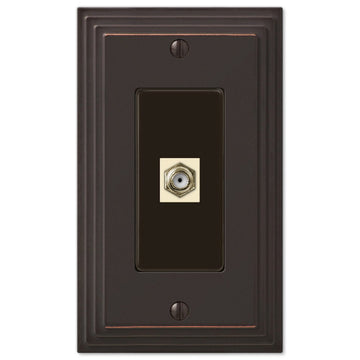 Steps Aged Bronze Cast - 1 Cable Jack Wallplate - Wallplate Warehouse 84CXVB 070686581568 Cable Jacks