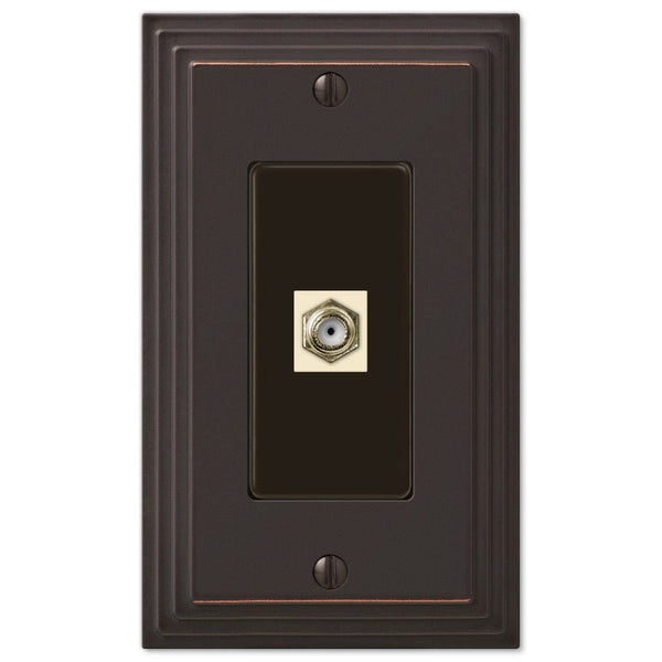Steps Aged Bronze Cast - 1 Cable Jack Wallplate - Wallplate Warehouse 84CXVB 070686581568 Cable Jacks