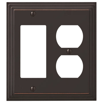 Steps Aged Bronze Cast - 1 Rocker / 1 Duplex Wallplate - Wallplate Warehouse 84RDVB - B 070686020623 1 Rocker / 1 Duplex