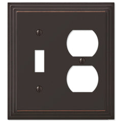 Steps Aged Bronze Cast - 1 Toggle / 1 Duplex Wallplate