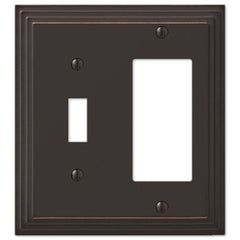 Steps Aged Bronze Cast - 1 Toggle / 1 Rocker Wallplate