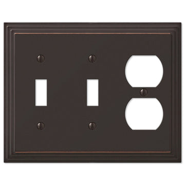Steps Aged Bronze Cast - 2 Toggle / 1 Duplex Wallplate - Wallplate Warehouse 84TTDVB 070686558010 2 Toggle / 1 Duplex