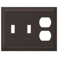 Steps Aged Bronze Cast - 2 Toggle / 1 Duplex Wallplate
