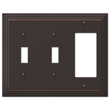 Steps Aged Bronze Cast - 2 Toggle / 1 Rocker Wallplate - Wallplate Warehouse 84TTRVB 070686558027 2 Toggle / 1 Rocker