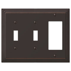 Steps Aged Bronze Cast - 2 Toggle / 1 Rocker Wallplate