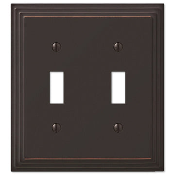 Steps Aged Bronze Cast - 2 Toggle Wallplate - Wallplate Warehouse 84TTVB 070686452875 2 Toggle