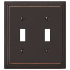 Steps Aged Bronze Cast - 2 Toggle Wallplate