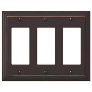 Steps Aged Bronze Cast - 3 Rocker Wallplate - Wallplate Warehouse 84RRRVB 070686553503 3 Rocker