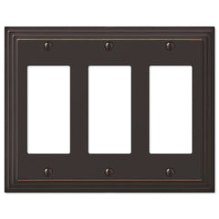 Steps Aged Bronze Cast - 3 Rocker Wallplate