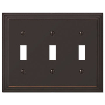 Steps Aged Bronze Cast - 3 Toggle Wallplate - Wallplate Warehouse 84TTTVB 070686553473 3 Toggle