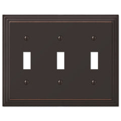 Steps Aged Bronze Cast - 3 Toggle Wallplate