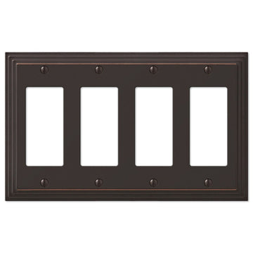 Steps Aged Bronze Cast - 4 Rocker Wallplate - Wallplate Warehouse 84R4VB 070686554869 4 Rocker