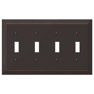Steps Aged Bronze Cast - 4 Toggle Wallplate - Wallplate Warehouse 84T4VB 070686553480 4 Toggle