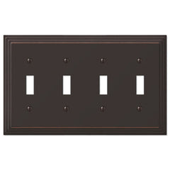Steps Aged Bronze Cast - 4 Toggle Wallplate