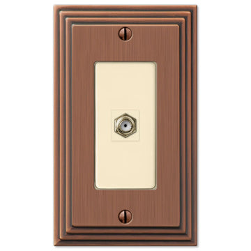 Steps Antique Copper Cast - 1 Cable Jack Wallplate - Wallplate Warehouse 84CXAC 070686581537 Cable Jacks