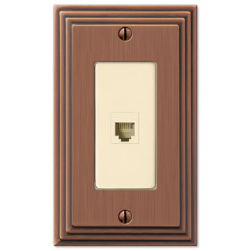 Steps Antique Copper Cast - 1 Phone Jack Wallplate - Wallplate Warehouse 84PHAC 070686581575 Phone Jacks