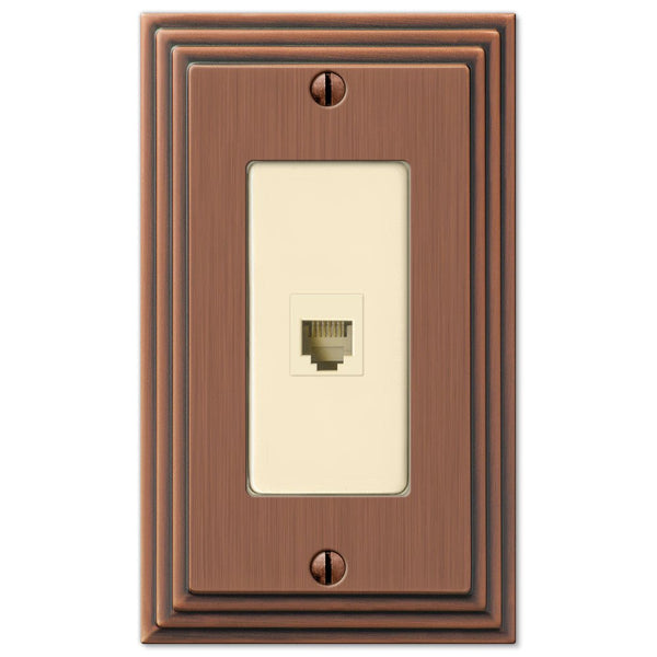 Steps Antique Copper Cast - 1 Phone Jack Wallplate - Wallplate Warehouse 84PHAC 070686581575 Phone Jacks