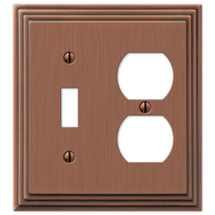 Steps Antique Copper Cast - 1 Toggle / 1 Duplex Wallplate