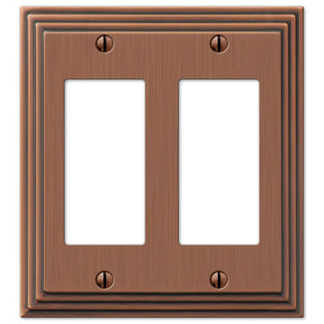 Steps Antique Copper Cast - 2 Rocker Wallplate - Wallplate Warehouse 84RRAC 070686554890 2 Rocker