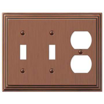 Steps Antique Copper Cast - 2 Toggle / 1 Duplex Wallplate - Wallplate Warehouse 84TTDAC 070686557952 2 Toggle / 1 Duplex