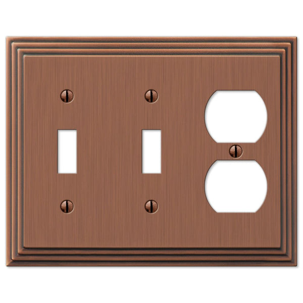 Steps Antique Copper Cast - 2 Toggle / 1 Duplex Wallplate - Wallplate Warehouse 84TTDAC 070686557952 2 Toggle / 1 Duplex