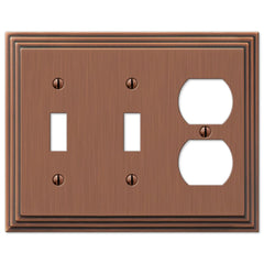 Steps Antique Copper Cast - 2 Toggle / 1 Duplex Wallplate
