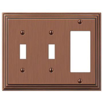 Steps Antique Copper Cast - 2 Toggle / 1 Rocker Wallplate - Wallplate Warehouse 84TTRAC 070686557969 2 Toggle / 1 Rocker