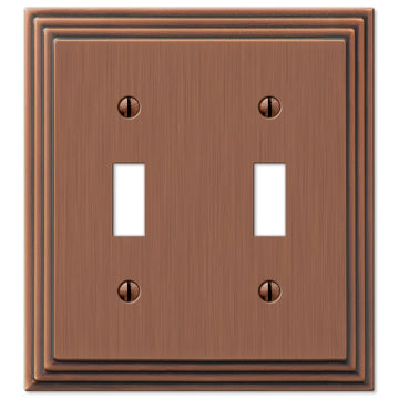 Steps Antique Copper Cast - 2 Toggle Wallplate - Wallplate Warehouse 84TTAC 070686331163 2 Toggle