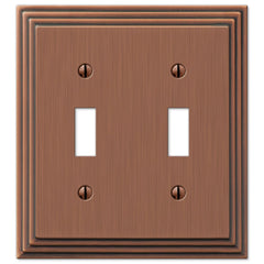 Steps Antique Copper Cast - 2 Toggle Wallplate