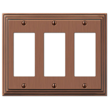 Steps Antique Copper Cast - 3 Rocker Wallplate - Wallplate Warehouse 84RRRAC 070686554913 3 Rocker