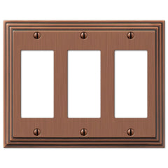 Steps Antique Copper Cast - 3 Rocker Wallplate