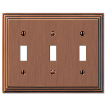 Steps Antique Copper Cast - 3 Toggle Wallplate - Wallplate Warehouse 84TTTAC 070686554920 3 Toggle