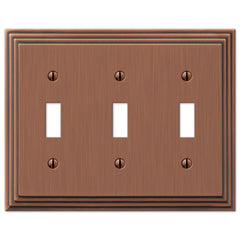 Steps Antique Copper Cast - 3 Toggle Wallplate