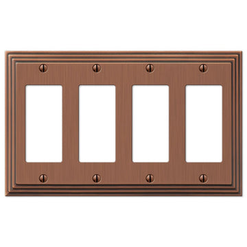 Steps Antique Copper Cast - 4 Rocker Wallplate - Wallplate Warehouse 84R4AC 070686554845 4 Rocker
