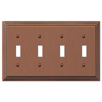 Steps Antique Copper Cast - 4 Toggle Wallplate - Wallplate Warehouse 84T4AC 070686554937 4 Toggle