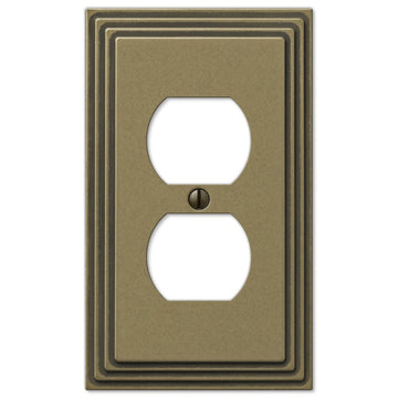 Steps Rustic Brass Cast - 1 Duplex Wallplate - Wallplate Warehouse 84DRB 070686331132 1 Duplex