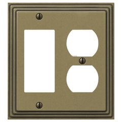 Steps Rustic Brass Cast - 1 Rocker / 1 Duplex Wallplate