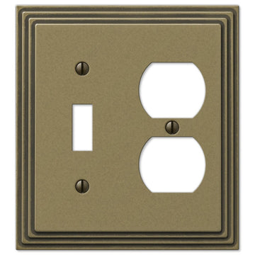 Steps Rustic Brass Cast - 1 Toggle / 1 Duplex Wallplate - Wallplate Warehouse 84TDRB 070686554982 1 Toggle / 1 Duplex