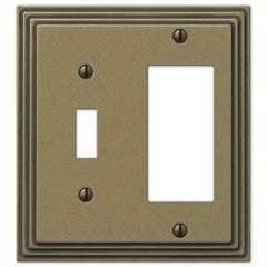 Steps Rustic Brass Cast - 1 Toggle / 1 Rocker Wallplate