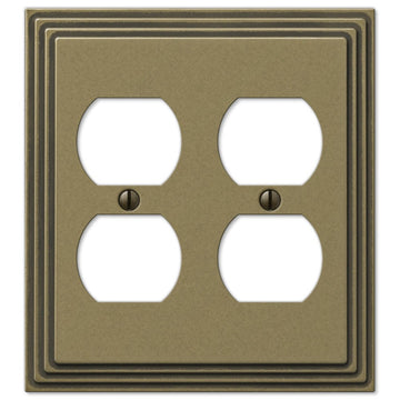 Steps Rustic Brass Cast - 2 Duplex Wallplate - Wallplate Warehouse 84DDRB 070686553534 2 Duplex