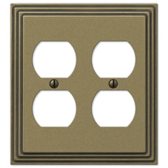 Steps Rustic Brass Cast - 2 Duplex Wallplate