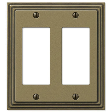 Steps Rustic Brass Cast - 2 Rocker Wallplate - Wallplate Warehouse 84RRRB 070686553596 2 Rocker