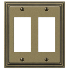 Steps Rustic Brass Cast - 2 Rocker Wallplate