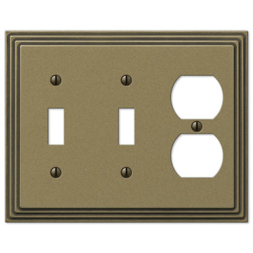 Steps Rustic Brass Cast - 2 Toggle / 1 Duplex Wallplate - Wallplate Warehouse 84TTDRB 070686557983 2 Toggle / 1 Duplex