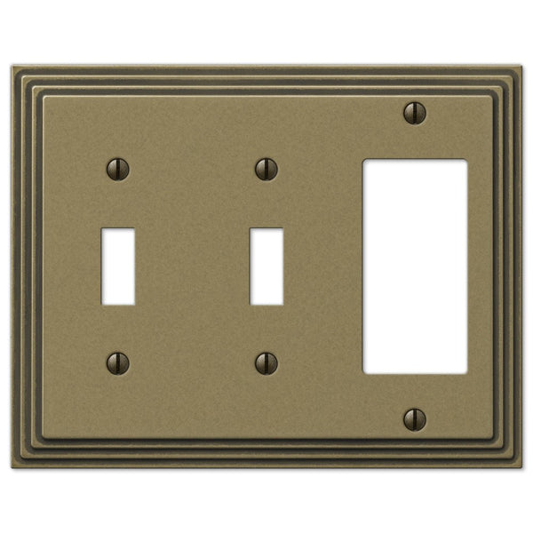 Steps Rustic Brass Cast - 2 Toggle / 1 Rocker Wallplate - Wallplate Warehouse 84TTRRB 070686557990 2 Toggle / 1 Rocker
