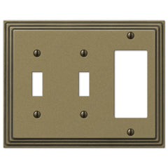 Steps Rustic Brass Cast - 2 Toggle / 1 Rocker Wallplate