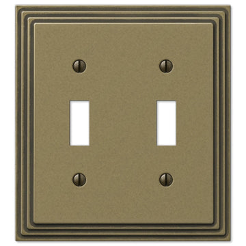 Steps Rustic Brass Cast - 2 Toggle Wallplate - Wallplate Warehouse 84TTRB 070686331125 2 Toggle