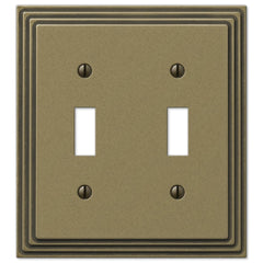 Steps Rustic Brass Cast - 2 Toggle Wallplate