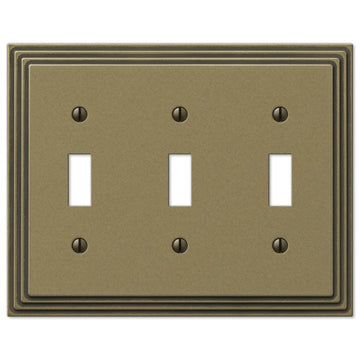 Steps Rustic Brass Cast - 3 Toggle Wallplate - Wallplate Warehouse 84TTTRB 070686553510 3 Toggle